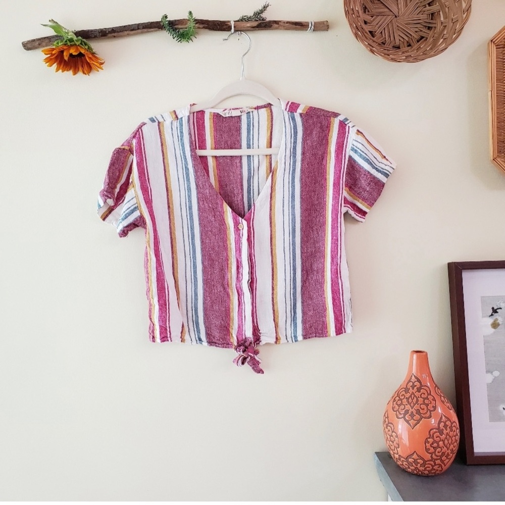 Vanilla Star Mulberry Crop Button Up Knot Size M